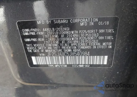 2018 Subaru Forester 2.5I from USA, damaged, VIN JF2SJABC5JH540984